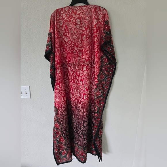Indian Art to wear Poncho Dress Kaftan One Size Colorful Flowy Lightweight Summe - Picture 9 of 13